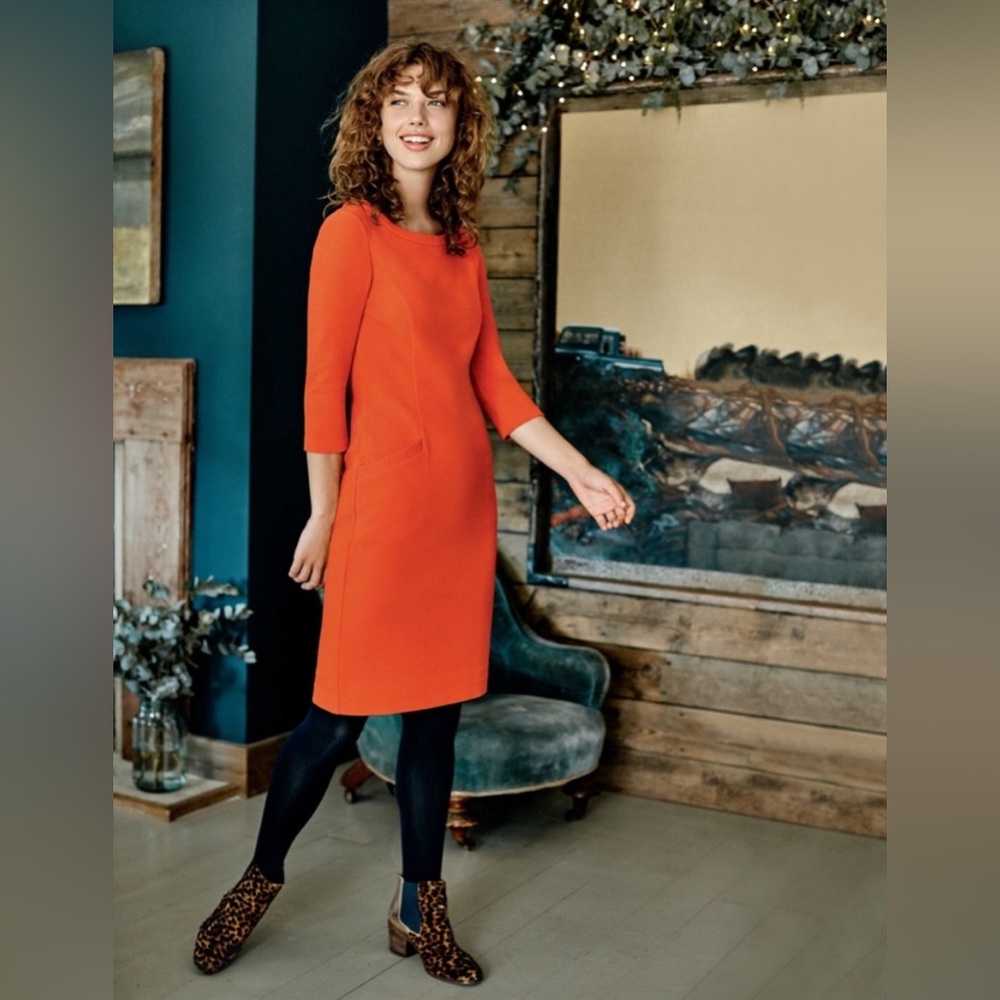 Biden Orange Jasmine Ottoman Textured Knit Dress